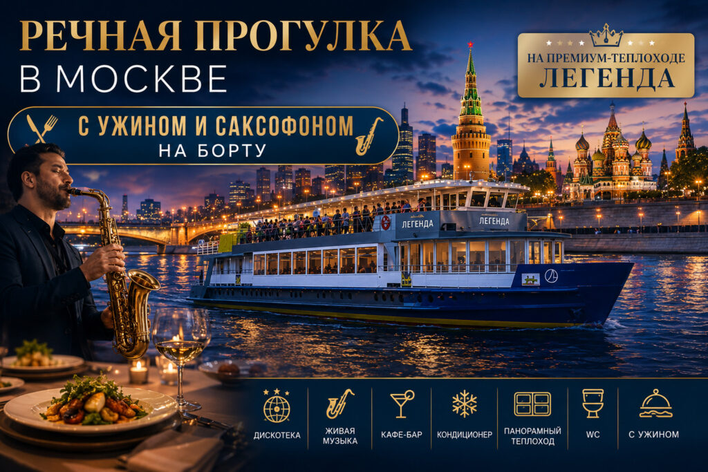Премиум прогулка на теплоходе «Легенда» с ужином и саксофоном - 3 часа удовольствия! 